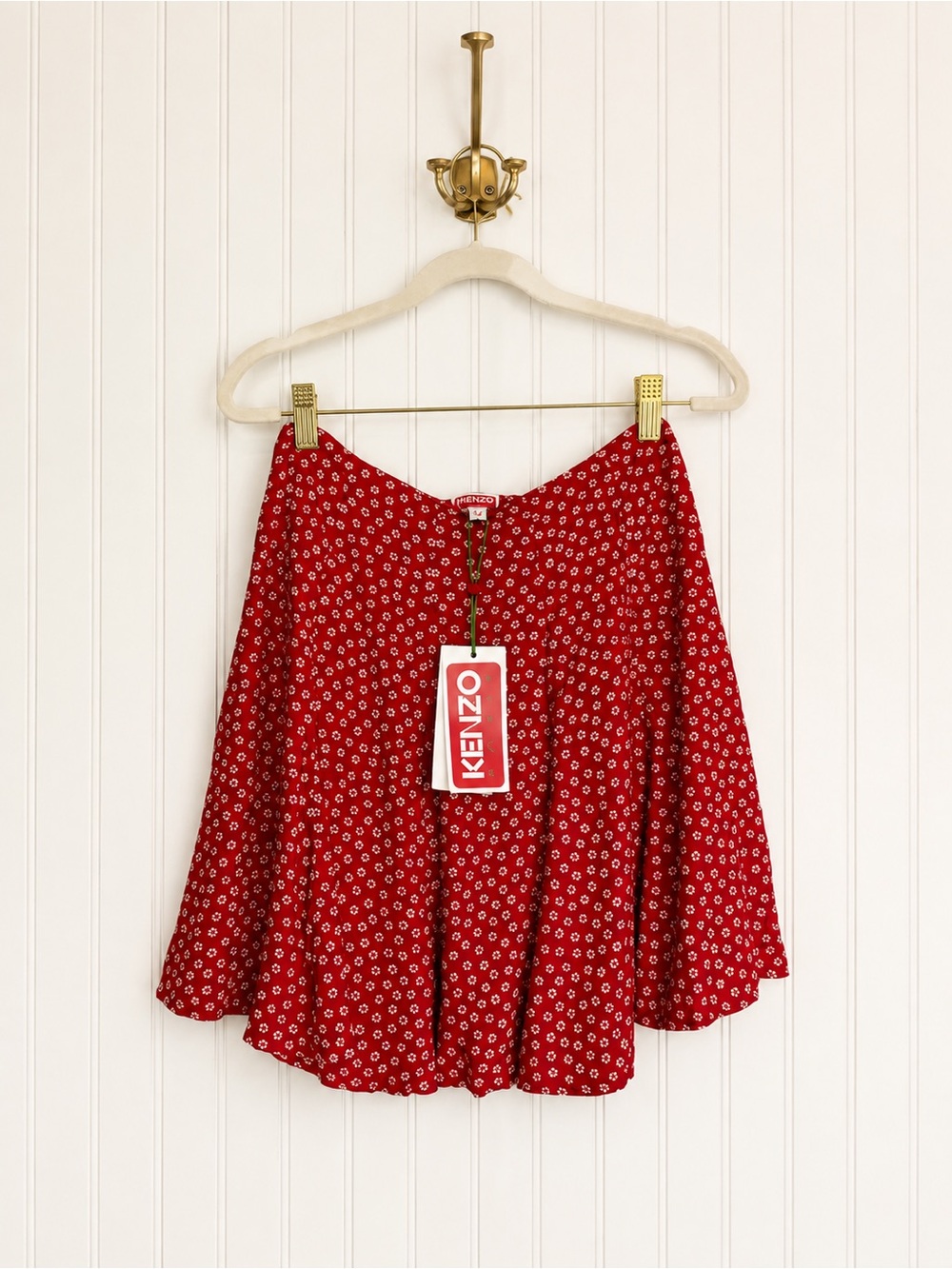 KENZO Paris NWT Red Floral Printed Mini Skirt Size 34 XS
